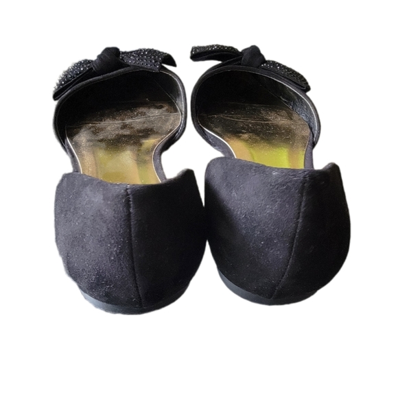 Women's Guess Black Rhinestone Bow Pointed Toe Flats Size 9 - Picture 7 of 9